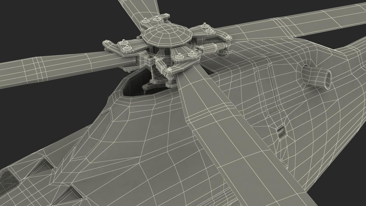 3D Utility Helicopter Black Rigged