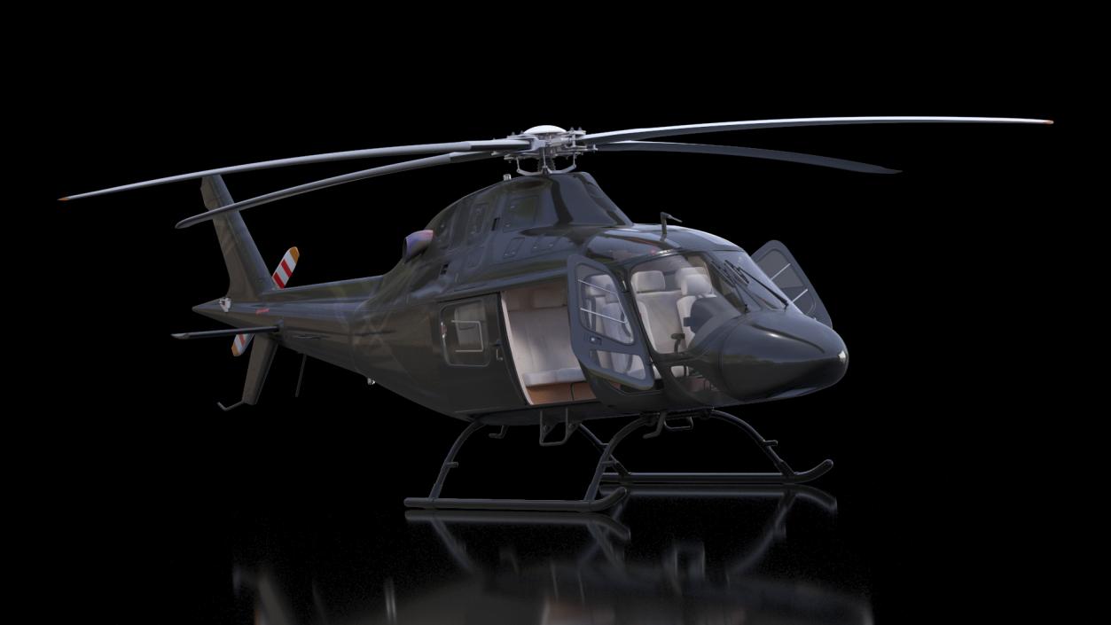 3D Utility Helicopter Black Rigged