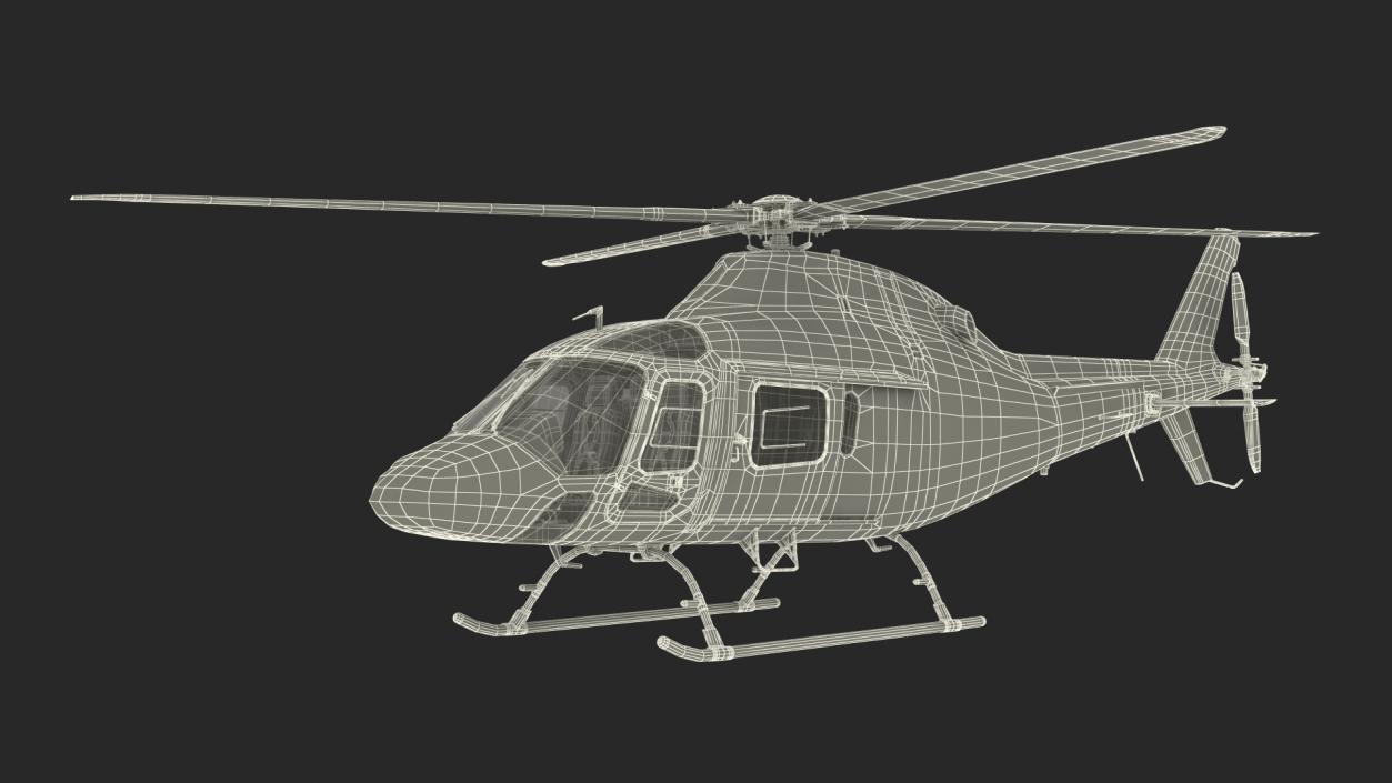 3D Utility Helicopter Black Rigged