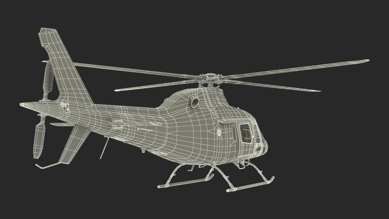 3D Utility Helicopter Black Rigged