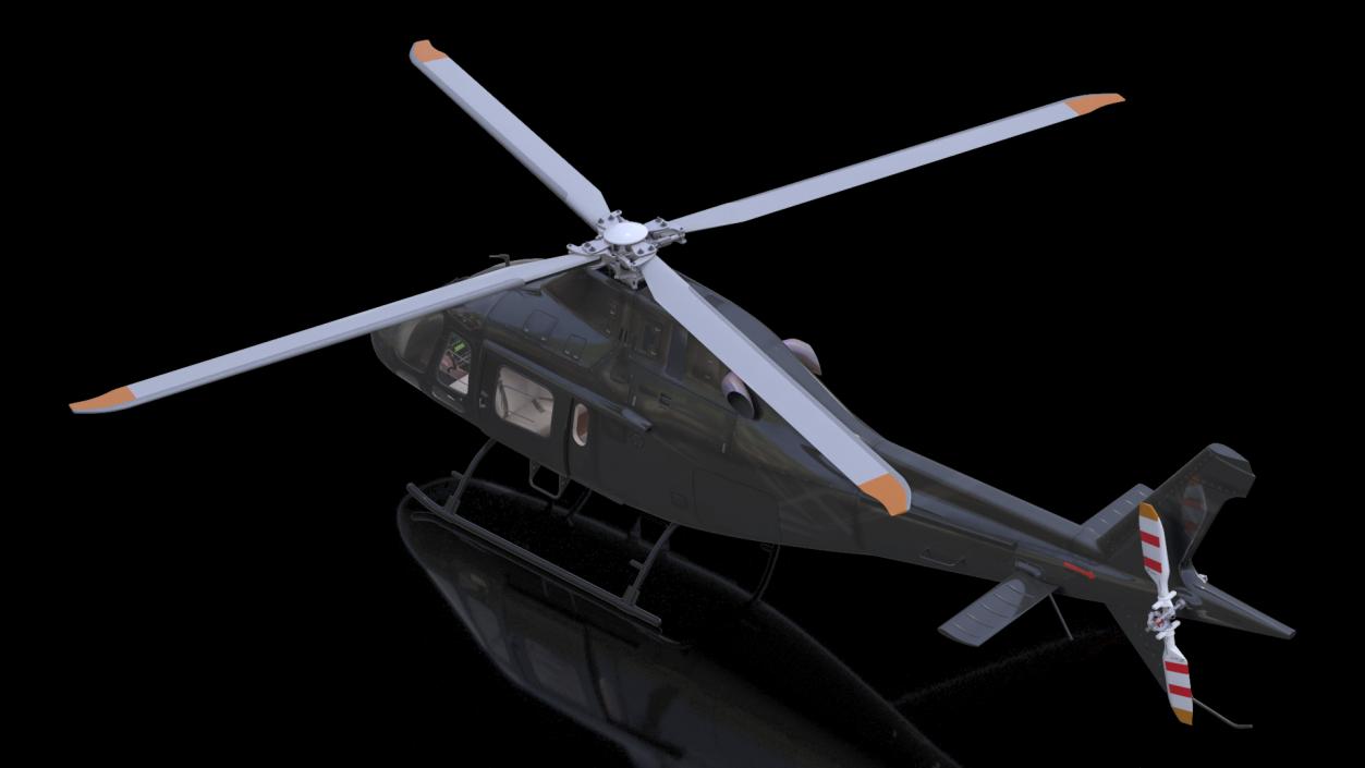 3D Utility Helicopter Black Rigged