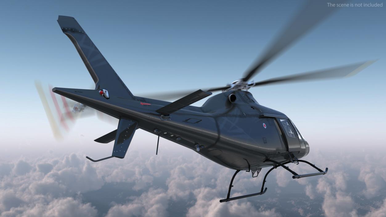 3D Utility Helicopter Black Rigged