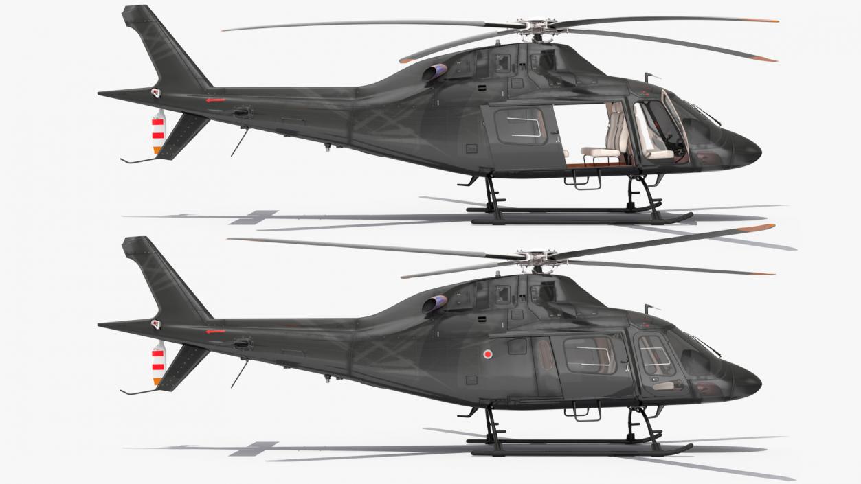 3D Utility Helicopter Black Rigged