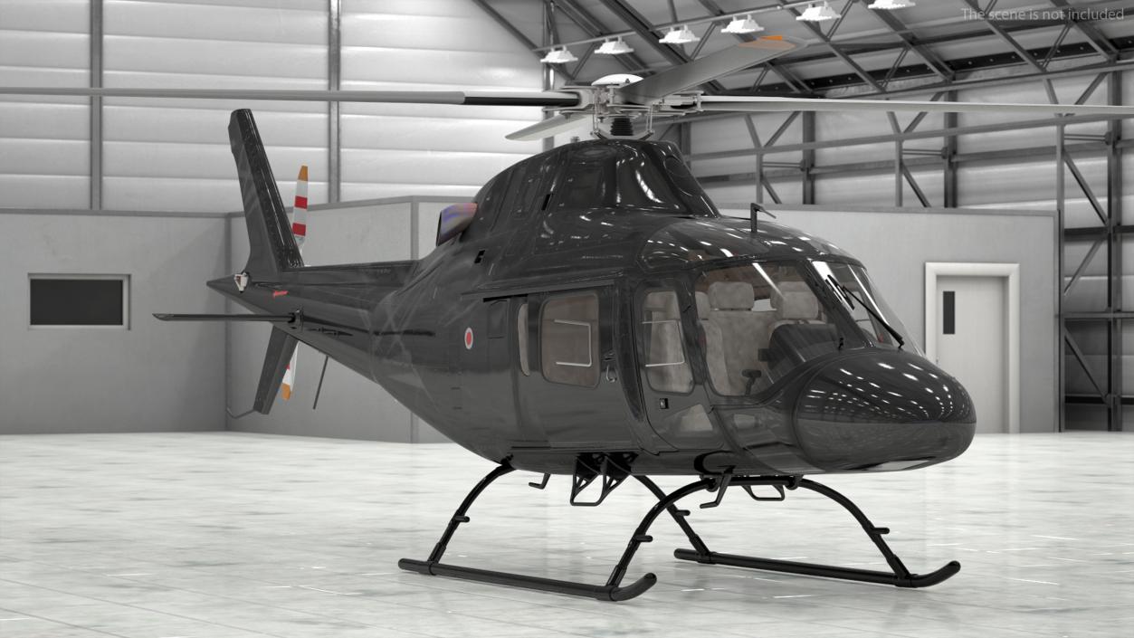 3D Utility Helicopter Black Rigged