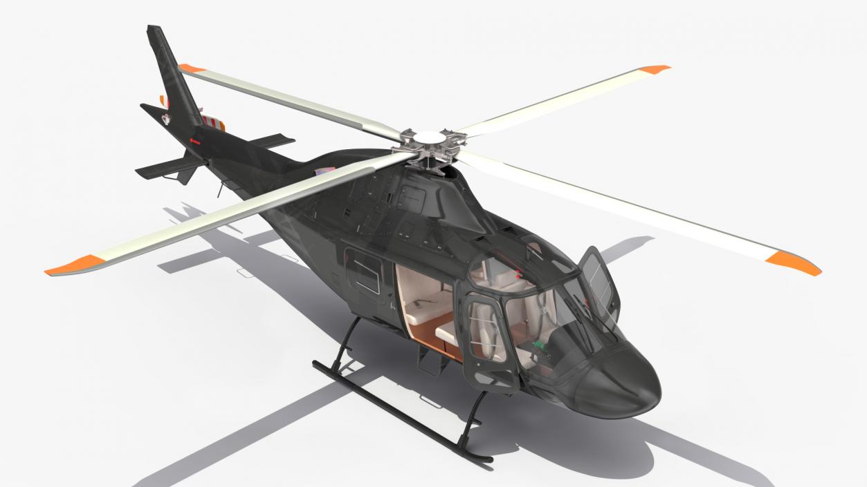 3D Utility Helicopter Black Rigged