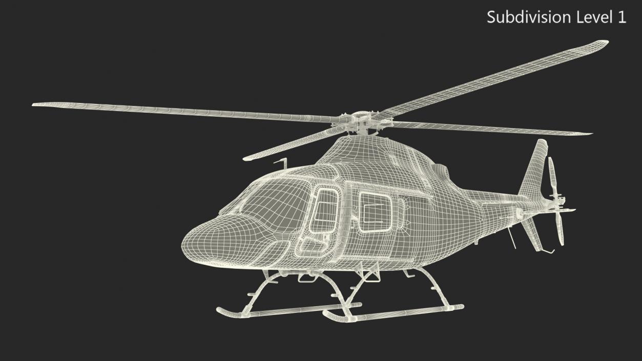 3D Utility Helicopter Black Rigged