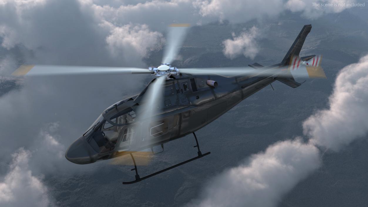 3D Utility Helicopter Black Rigged