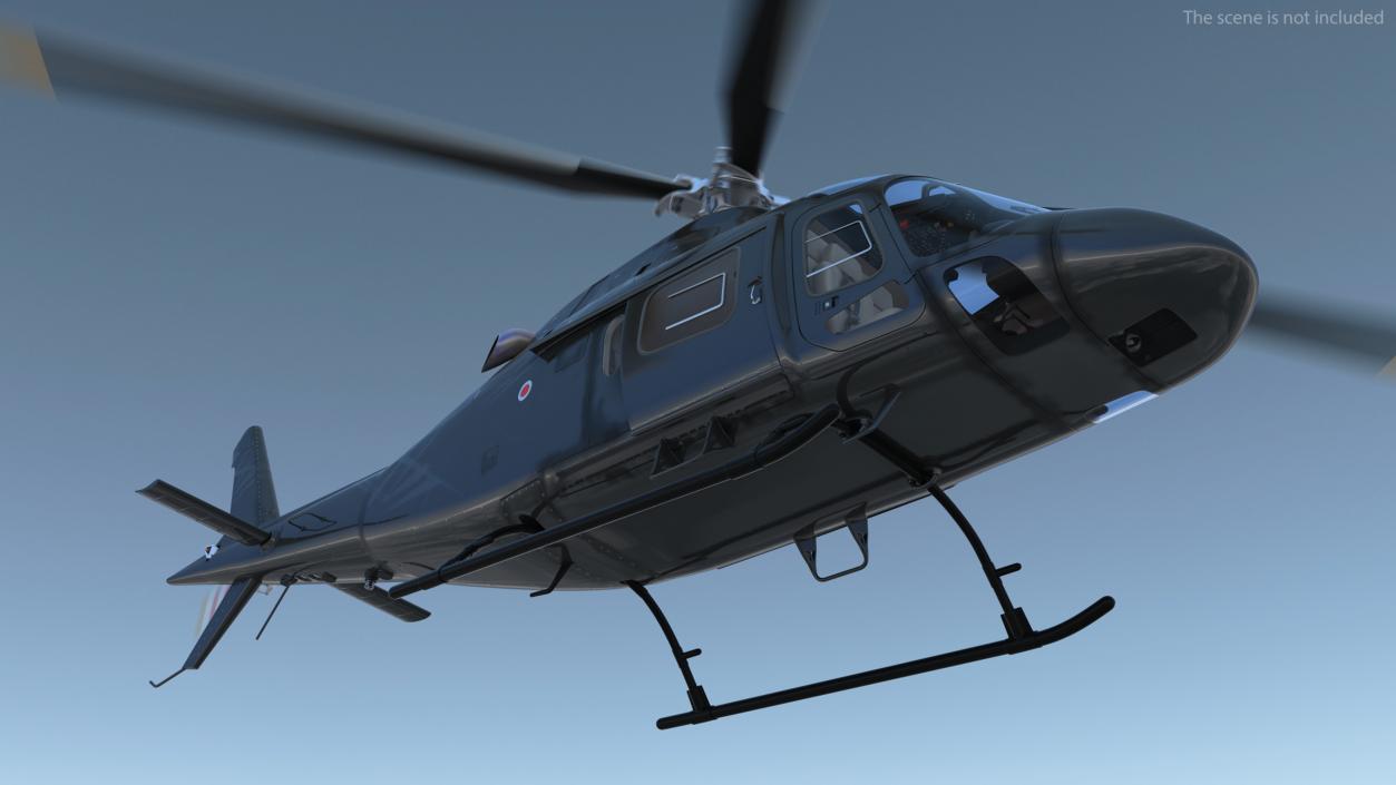 3D Utility Helicopter Black Rigged