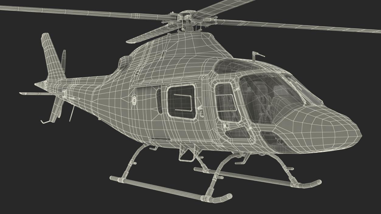 3D Utility Helicopter Black Rigged