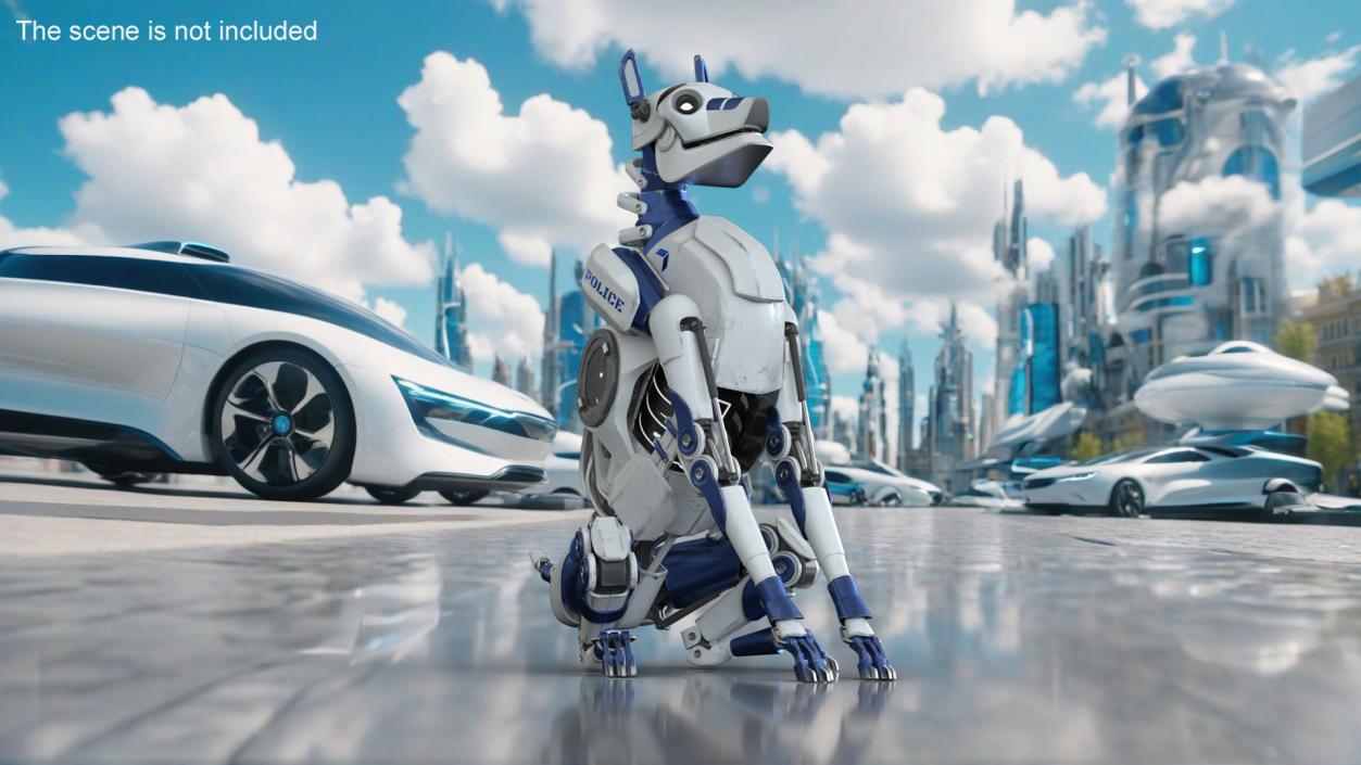 3D Futuristic Police Robot Dog Rigged for Cinema 4D model