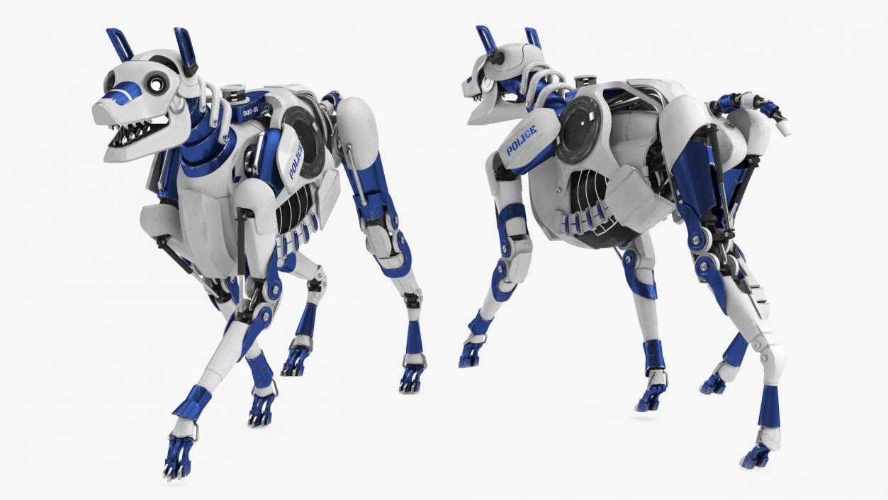 3D Futuristic Police Robot Dog Rigged for Cinema 4D model