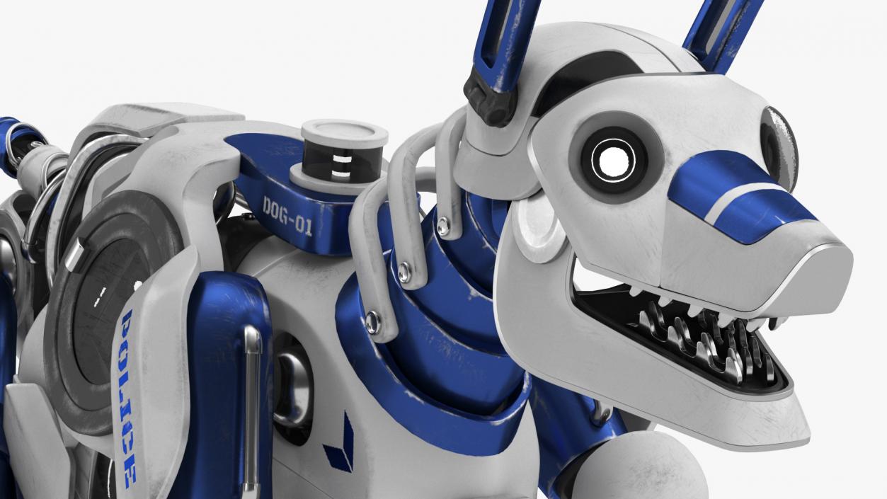 3D Futuristic Police Robot Dog Rigged for Cinema 4D model