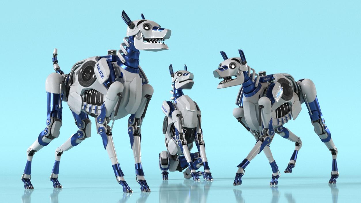 3D Futuristic Police Robot Dog Rigged for Cinema 4D model