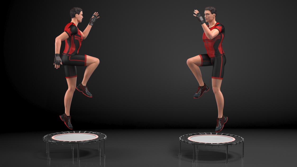 3D Fitness Trainer with Trampoline Rigged model