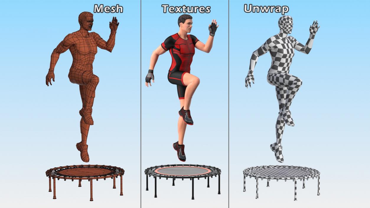 3D Fitness Trainer with Trampoline Rigged model