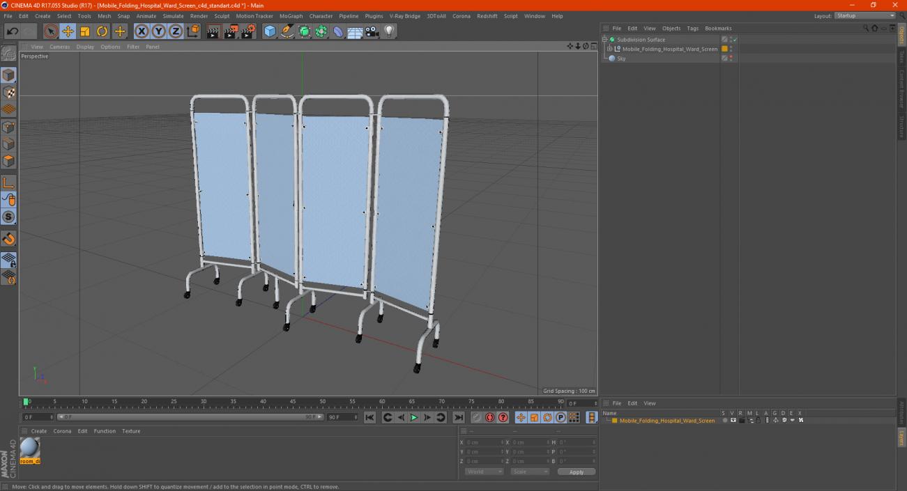 3D model Mobile Folding Hospital Ward Screen