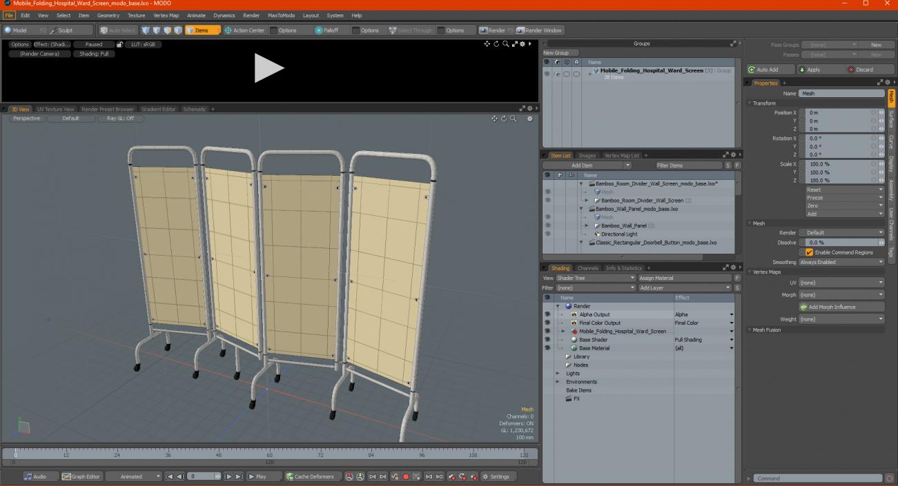 3D model Mobile Folding Hospital Ward Screen