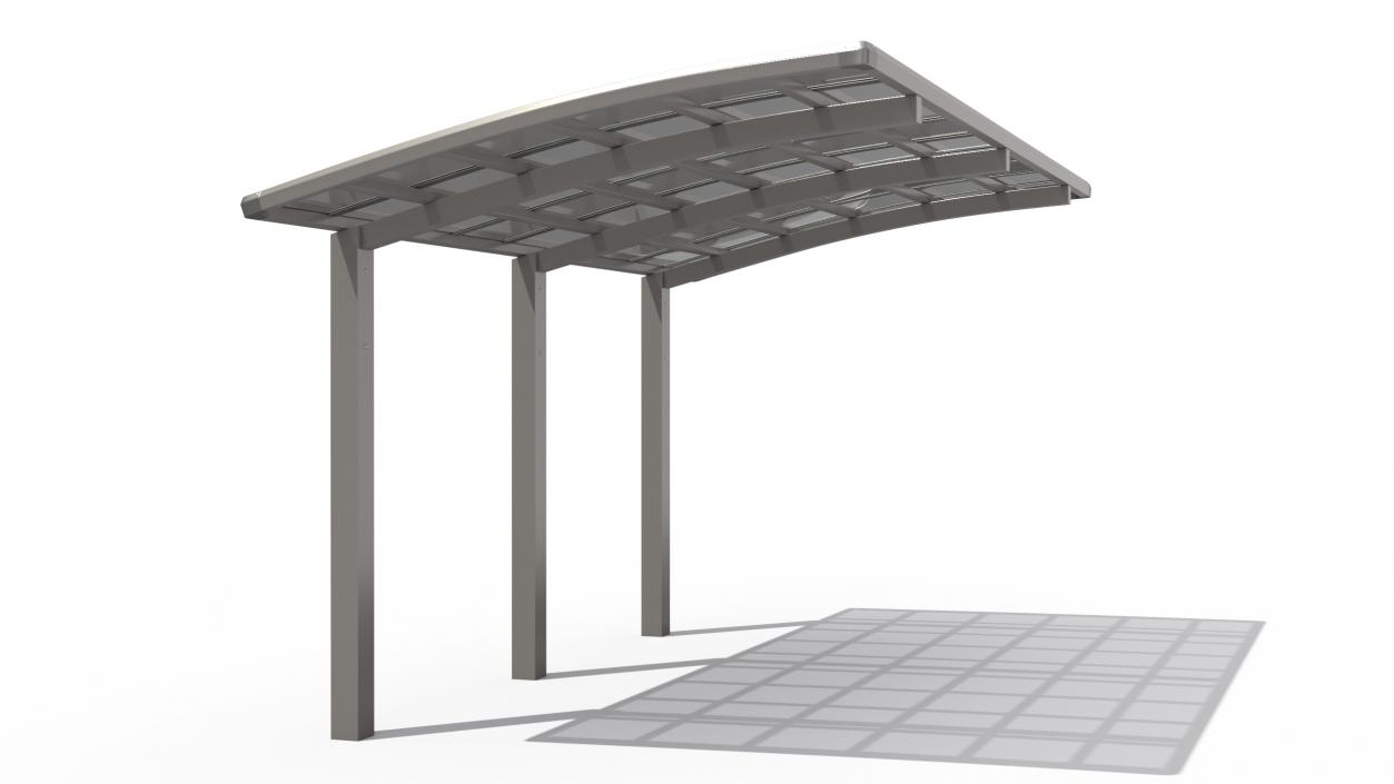 3D model Polycarbonate Car Parking Shed Gray