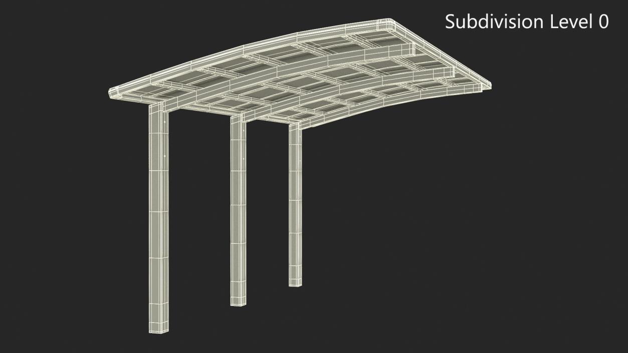 3D model Polycarbonate Car Parking Shed Gray