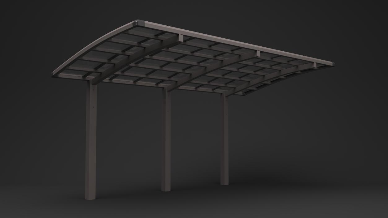 3D model Polycarbonate Car Parking Shed Gray