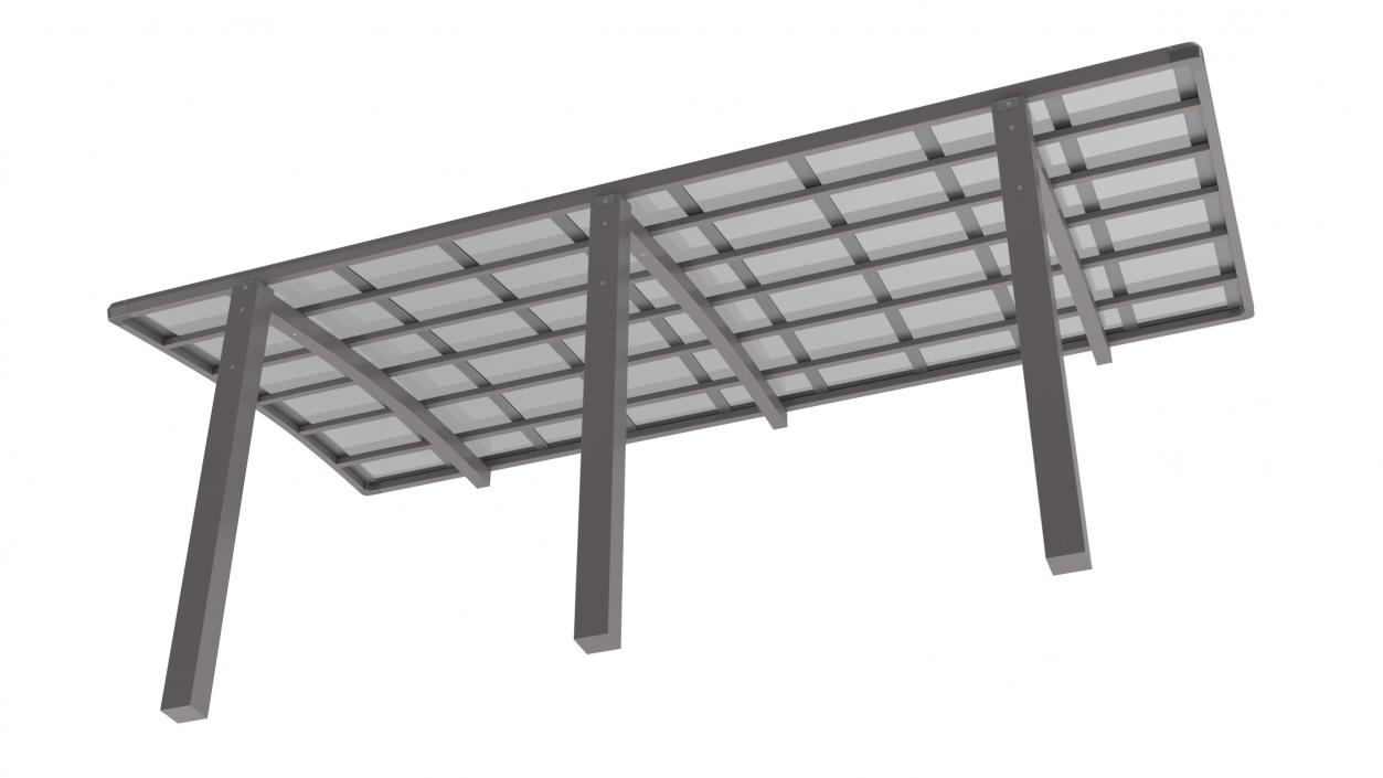 3D model Polycarbonate Car Parking Shed Gray