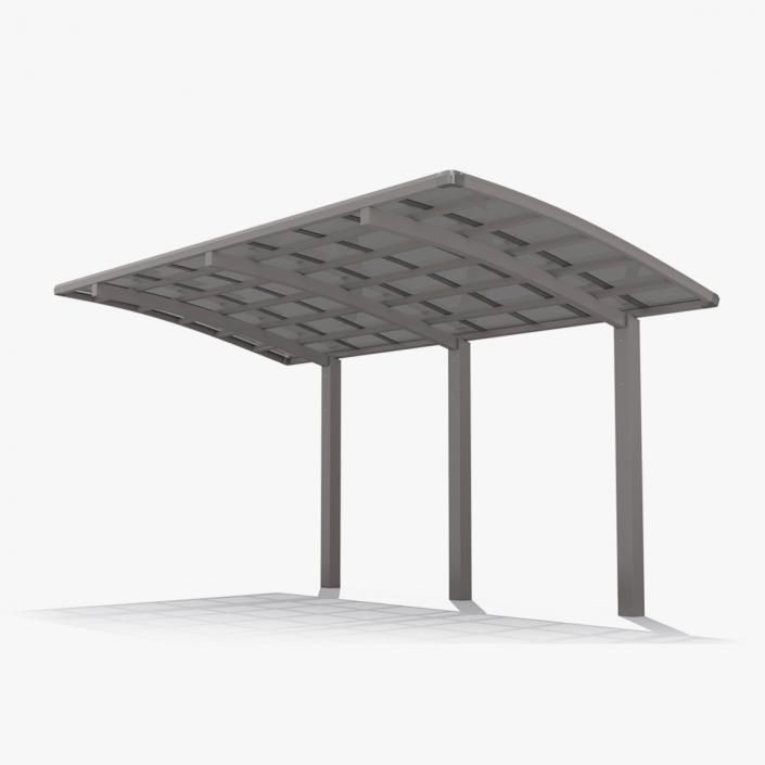 3D model Polycarbonate Car Parking Shed Gray