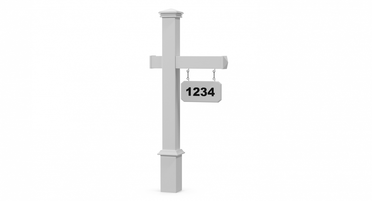 3D Wooden Mailbox Stand with Plate Number model