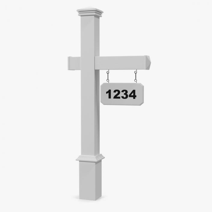 3D Wooden Mailbox Stand with Plate Number model