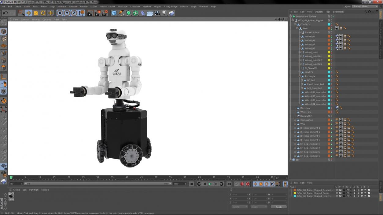 3D model GITAI G1 Robot Rigged for Cinema 4D