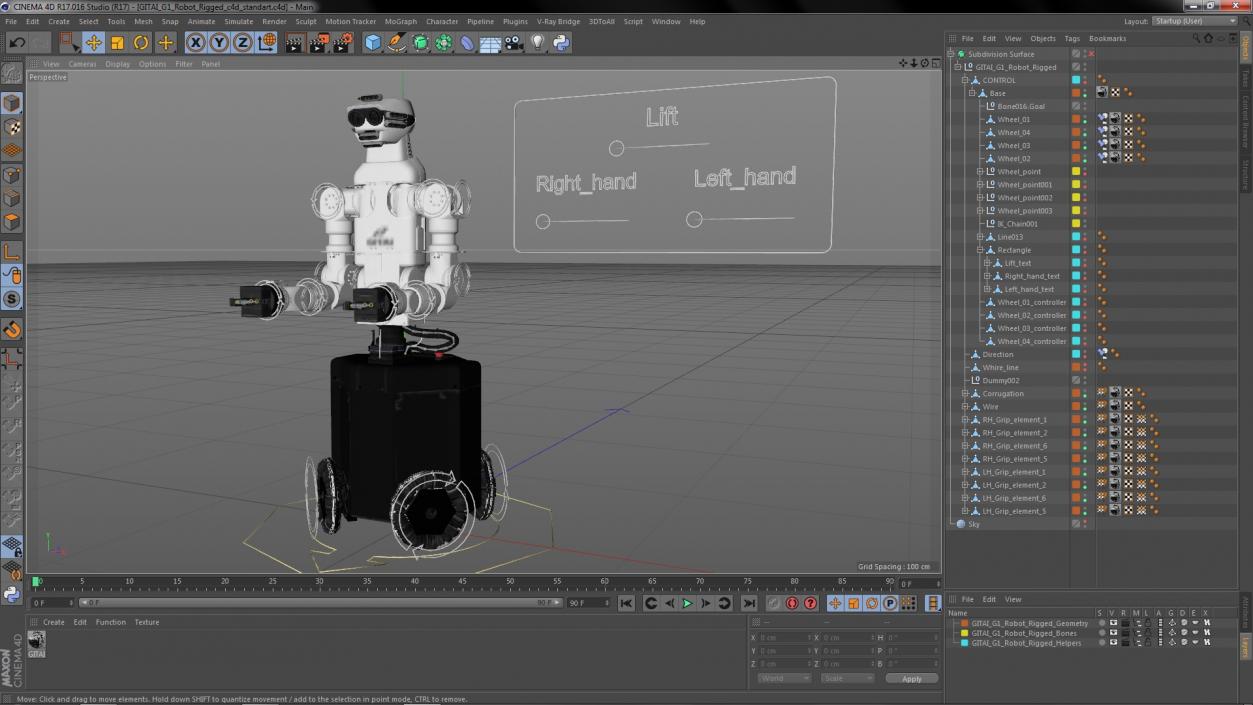 3D model GITAI G1 Robot Rigged for Cinema 4D