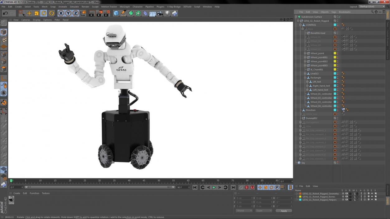 3D model GITAI G1 Robot Rigged for Cinema 4D