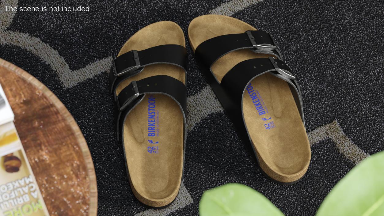 3D model Man Soft Footbed Sandals Black