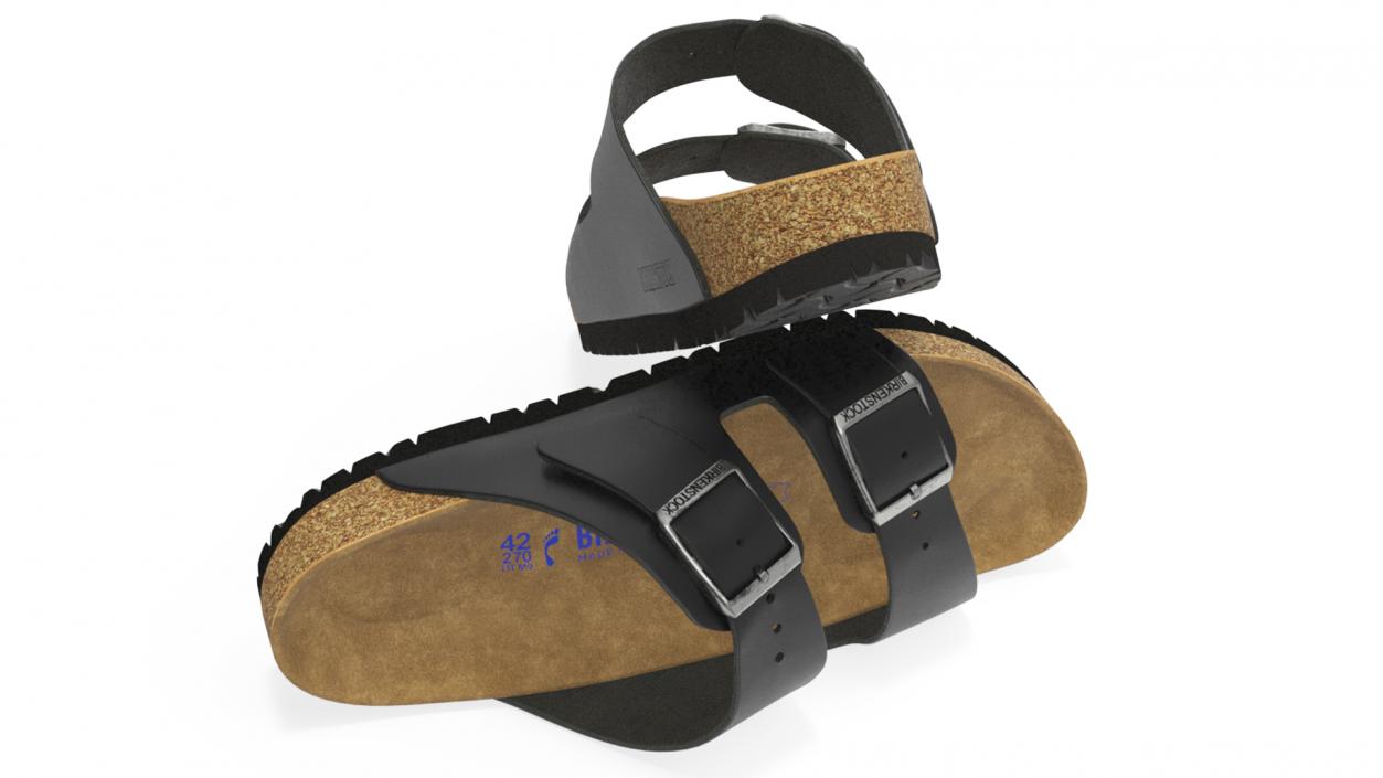 3D model Man Soft Footbed Sandals Black