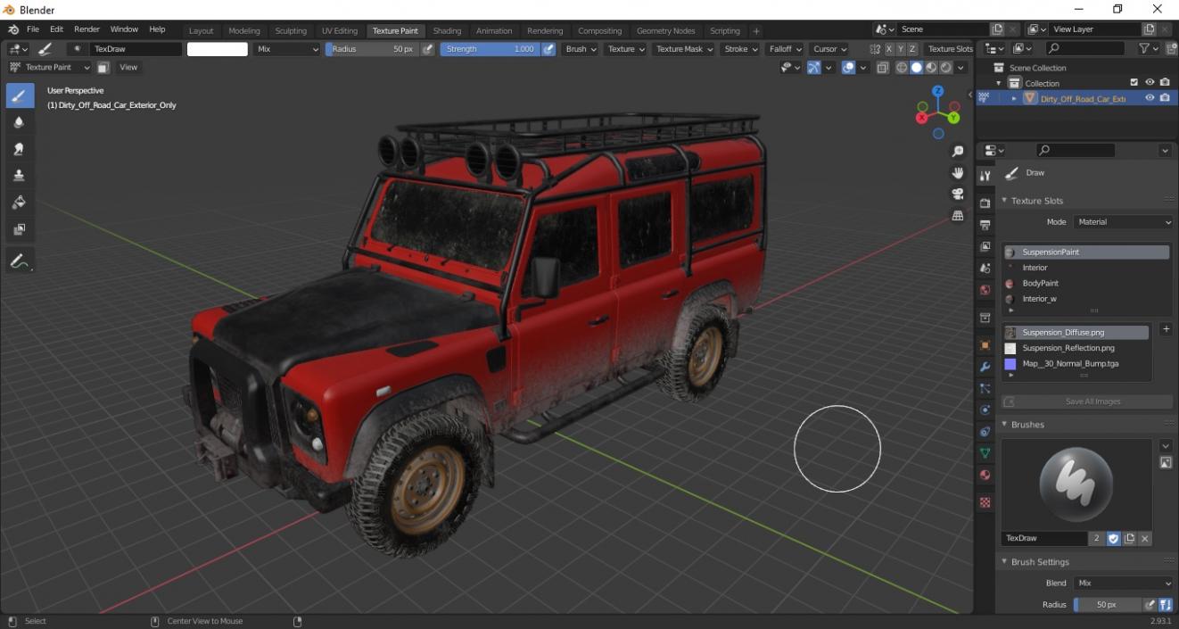 Dirty Off Road Car Exterior Only 3D