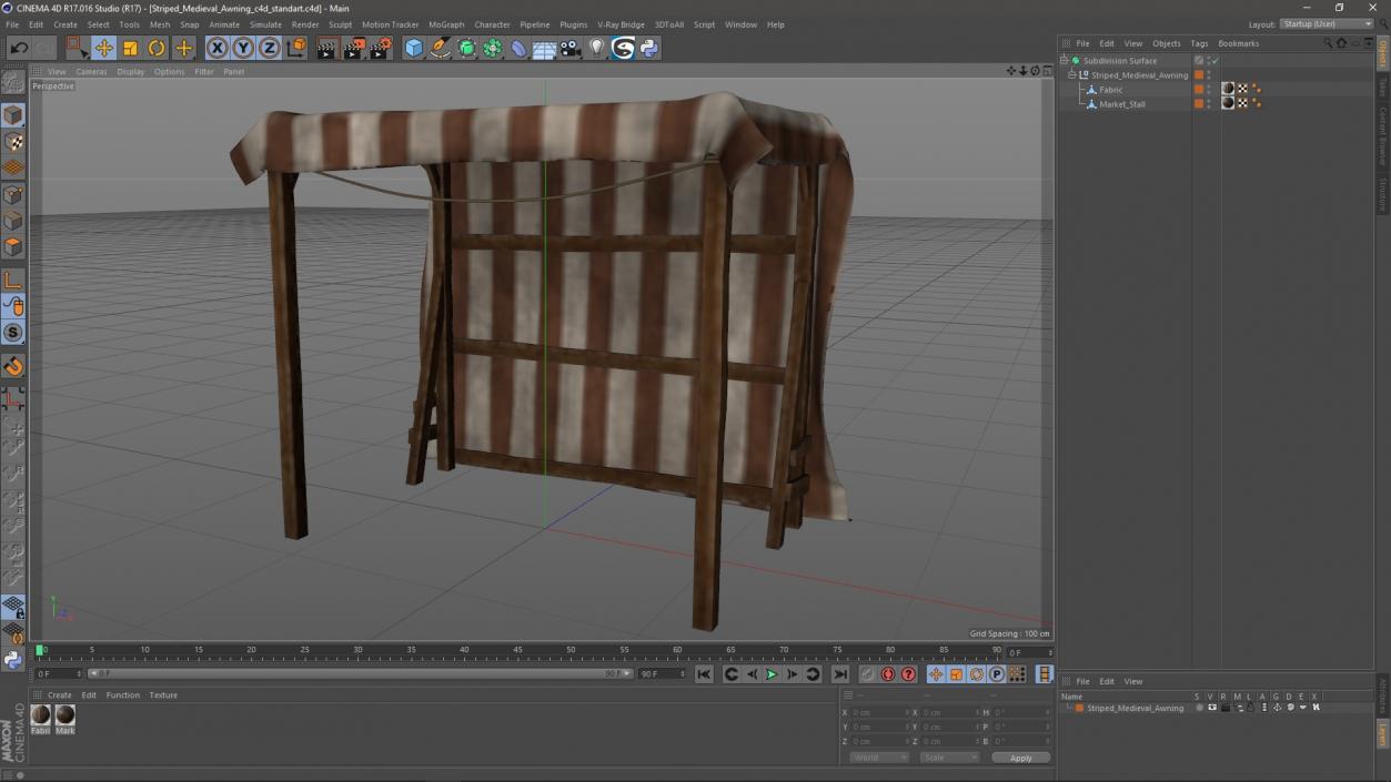 3D Striped Medieval Awning model