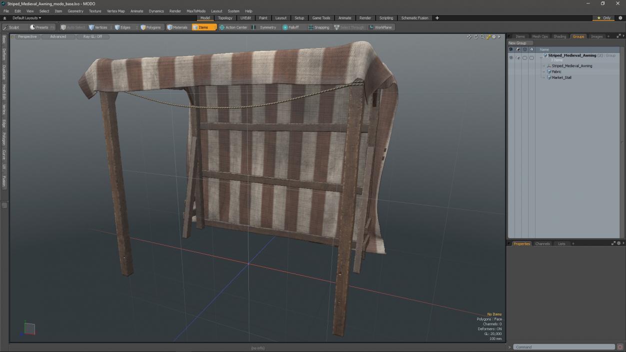 3D Striped Medieval Awning model