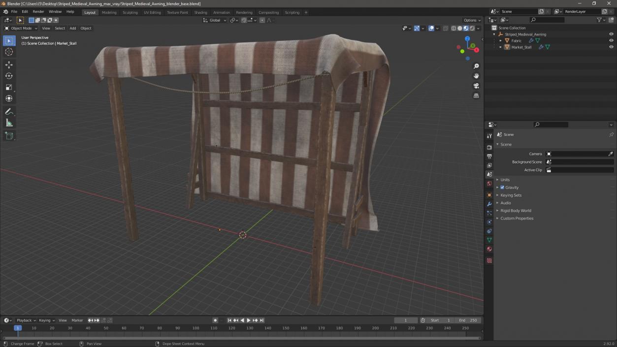 3D Striped Medieval Awning model