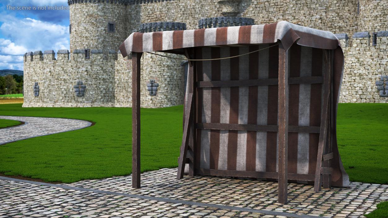 3D Striped Medieval Awning model