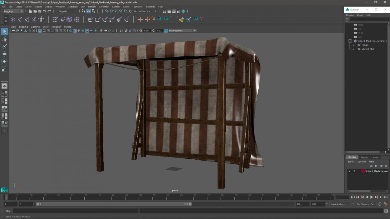 3D Striped Medieval Awning model