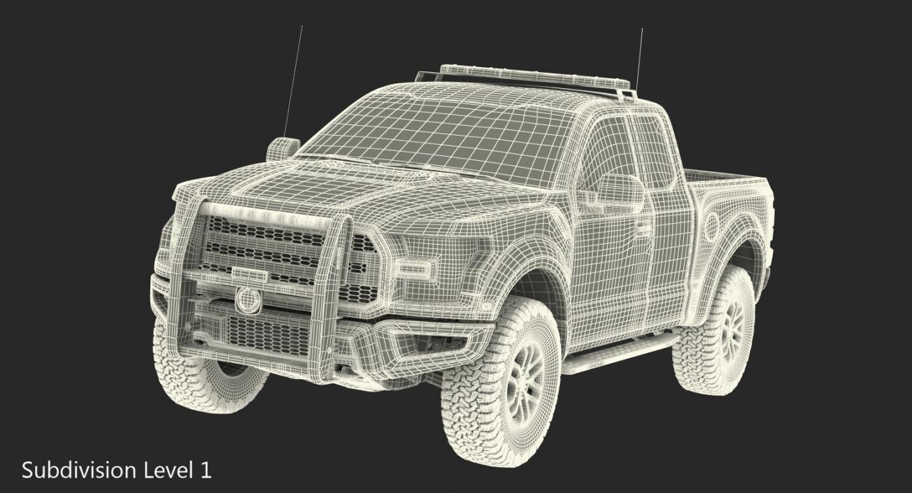 3D Police Pickup Truck Generic Simple Interior model