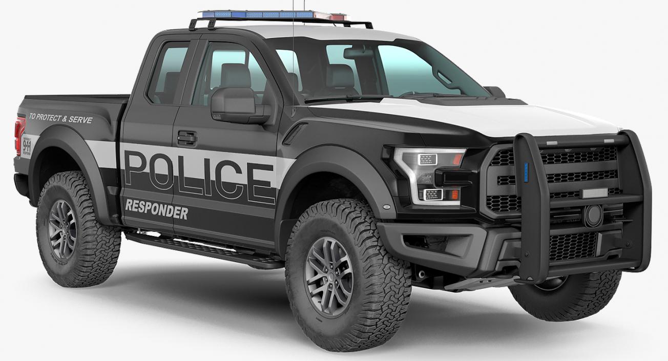 3D Police Pickup Truck Generic Simple Interior model