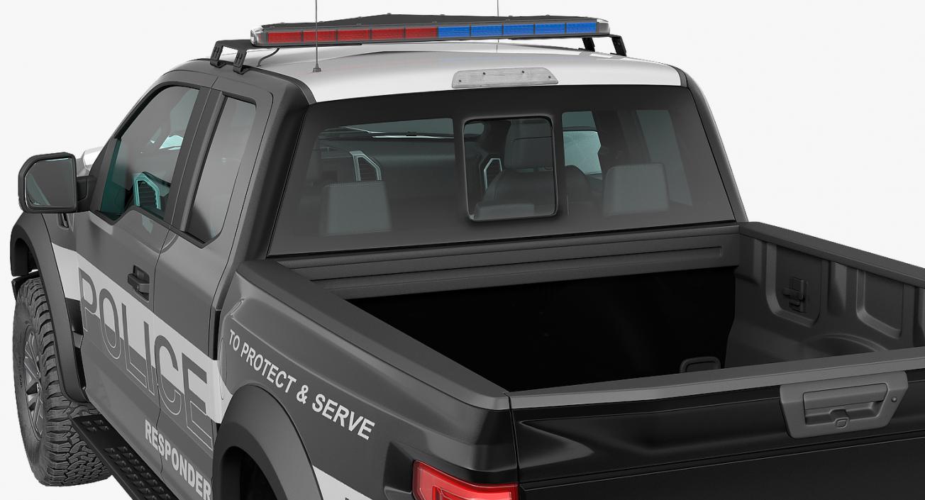 3D Police Pickup Truck Generic Simple Interior model