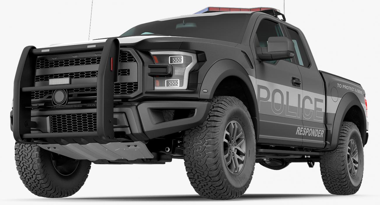 3D Police Pickup Truck Generic Simple Interior model