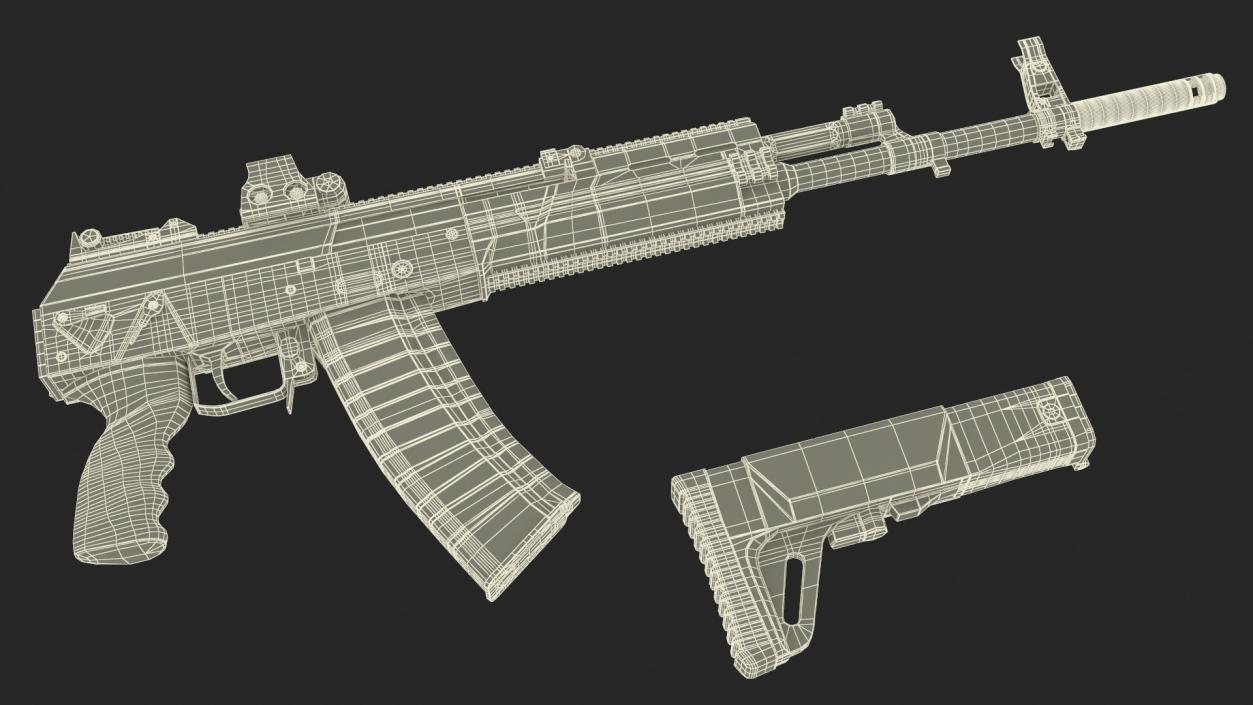 Kalashnikov AK-12 2011 with Holographic Sight New 3D model