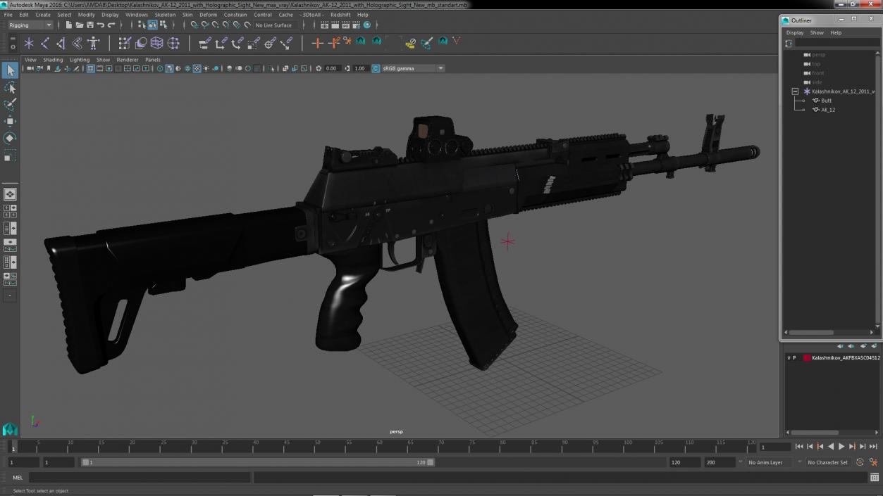 Kalashnikov AK-12 2011 with Holographic Sight New 3D model