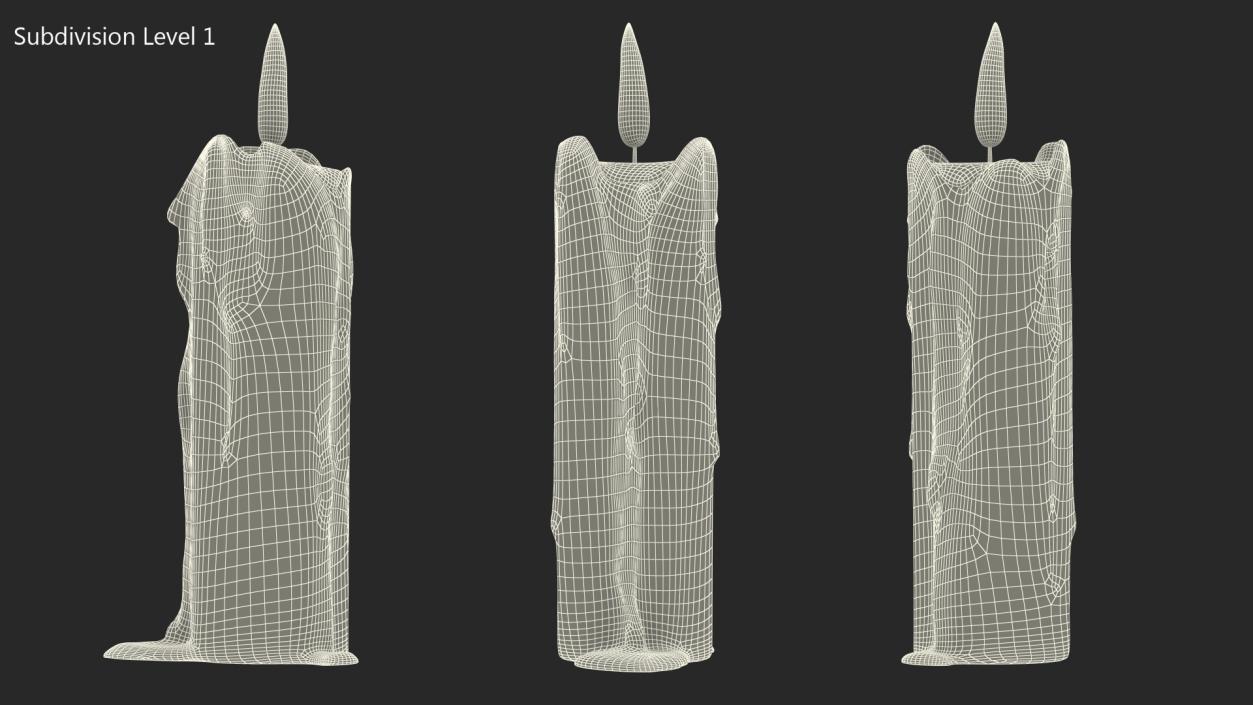 Half Melted Candle White 3D model