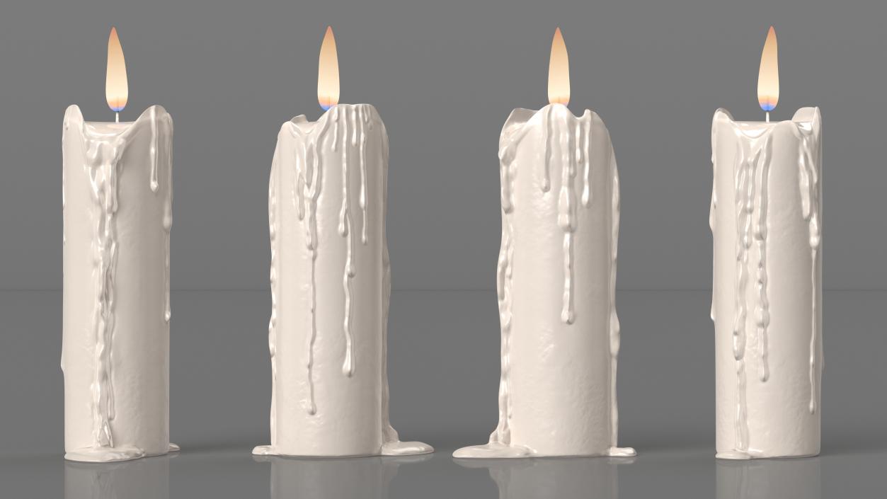 Half Melted Candle White 3D model