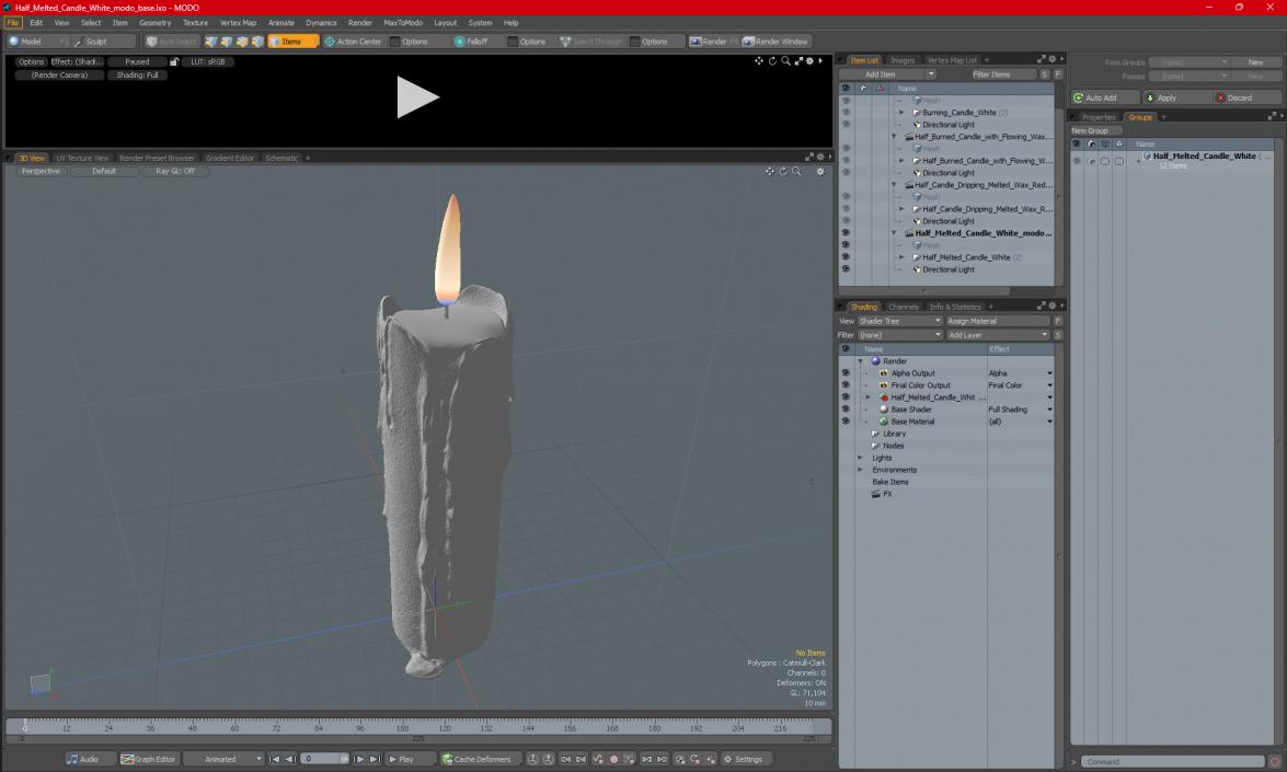 Half Melted Candle White 3D model