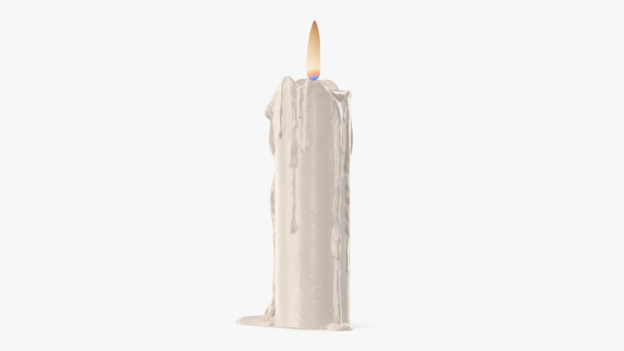 Half Melted Candle White 3D model