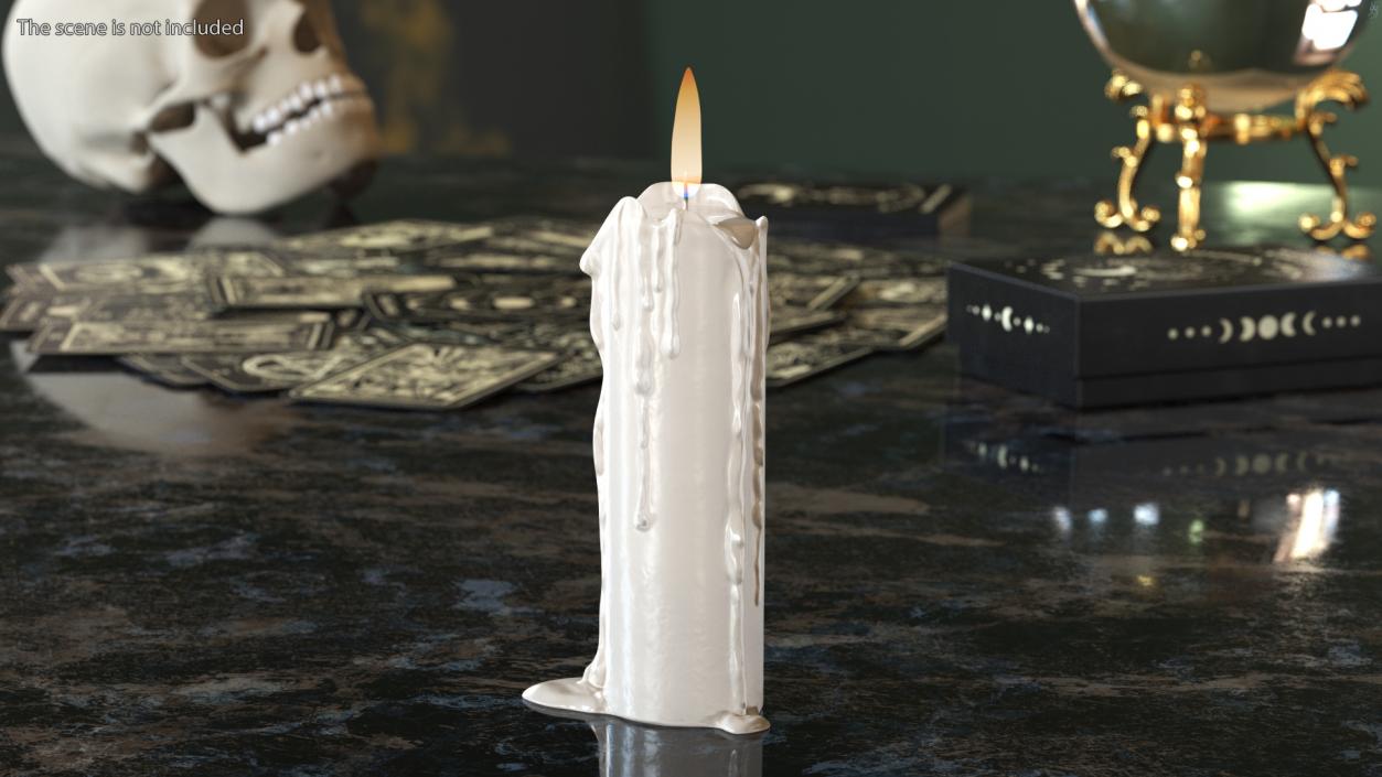 Half Melted Candle White 3D model